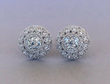 Art Deco Milgrain Stud Earrings 1ct Round Cut VVS1 Diamond 14k White Gold Finish