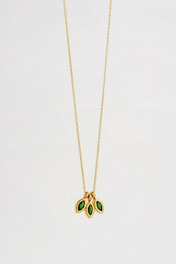 0.2ct Marquise Cut Emerald Pendant Leaf Petal Minimalist 14k Yellow Gold Finish