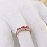 1.5ct Marquise Pink Ruby Wedding Band Trilogy Halo Stackable 14k YellowGold Over