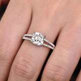 2.5ct Cushion Cut Diamond Engagement Ring 14k WhiteGold Finish Split Shank Women