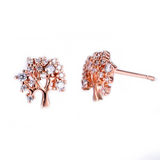 1.3ct Round Cut Diamond Tree Branch Style Stud Earrings 14k Rose Gold Finish