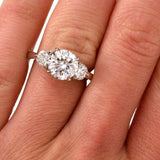 2.6ct Round Cut Diamond Engagement Ring Trilogy Solitaire 14k White Gold Finish