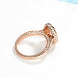 2.5ct Oval Diamond Engagement Ring Round Accent Halo Solitaire 14k RoseGold Over