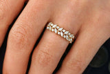 2.3ct Wedding Band Marquise Cut Diamond Dual Row Cluster 14k Yellow Gold Finish