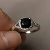 2ct Cushion Black Diamond Engagement Ring 14k White Gold Finish Halo Split Shank