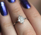 Solitaire Engagement Ring 0.75ct Emerald Cut VVS1D Diamond 14k White Gold Finish