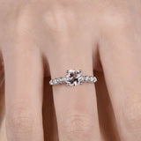 1.2ct Round Cut Peach Morganite Solitaire Engagement Ring 14k White Gold Finish