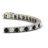 13Ct Round Cut Black White Diamond Stylish Tennis Bracelet 18K White Gold Over