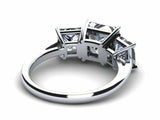 2ct Princess Cut Diamond 3 Stone Classic Engagement Ring 14k White Gold Finish