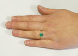 1ct Oval Green Emerald Round Diamond Accents Engagement Ring 14k White Gold Over