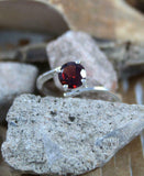 1ct Engagement Ring Round Red Garnet Bypass Solitaire 14k White Gold Finish