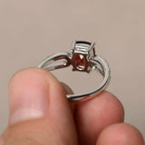 0.6ct Cushion Cut Red Garnet Engagement Ring 14k White Gold Finish Solitaire