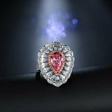 4ct Pear Cut Pink Sapphire Halo Cocktail Engagement Ring 14k White Gold Finish