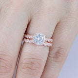 5Ct Round Cut Diamond Bridal Set Braided Shank Ring Band 14K Rose Gold Finish