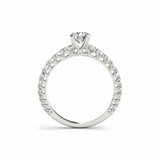 2.5Ct Round Cut Diamond Studded Accent Solitaire Ring 14K White Gold Finish