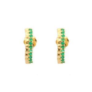 1ct Drop Earrings Round Cut Green Emerald Vertical Bar 14k Yellow Gold Finish