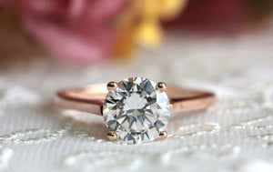 Solitaire Engagement Ring 1ct Round Brilliant Cut Diamond 14k Rose Gold Finish