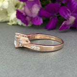 Three Stone Engagement Ring 1.6ct Round Cut VVS1D Diamond 14k Rose Gold Finish