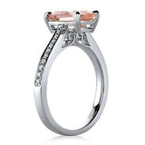 1.3ct Cushion Cut Peach Morganite Solitaire Engagement Ring 14k WhiteGold Finish