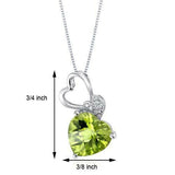 1Ct Heart Cut Green Peridot Eternal Love Pendant 14K White Gold Finish NO CHAIN