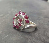 1.5ct Engagement Ring Round Cut Pink Ruby Swirl Twist 14k White Gold Finish