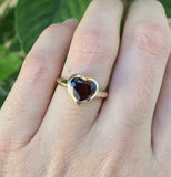 1.5ct Heart Cut Red Garnet Engagement Ring Solitaire Promise 14k YellowGold Over