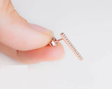 0.7ct Round Cut Diamond Vertical Bar Stud Earrings Women 14k Rose Gold Finish