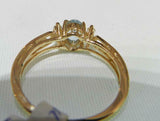 2ct Engagement Ring Oval Cut Blue Aquamarine Filigree Shank 14k Yellow Gold Over