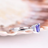 0.5ct Heart Cut Blue Tanzanite Solitaire Engagement Ring 14k White Gold Finish