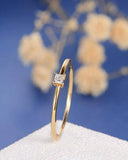 0.3ct Princess Cut Diamond Engagement Ring Dainty Minimalist 14k YellowGold Over