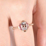 1.2ct Oval Peach Morganite Art Deco Promise Engagement Ring 14k Rose Gold Finish