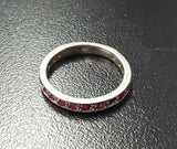 1ct Round Cut Pink Ruby 3/4 Eternity Wedding Ring Band 14k White Gold Finish