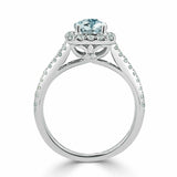 2.3Ct Cushion Cut Blue Aquamarine Split Band Engagement Ring 14K White Gold Over