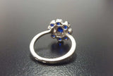 1.5ct Engagement Ring Round Cut Sapphire Floral Minimalist 14k White Gold Finish