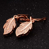 2Ct Round Cut VVS1/D Diamond Leaf Design Drop Earrings Women 14K Rose Gold Over