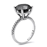 3Ct Round Black Diamond Hidden Halo Women Solitaire Ring 14K White Gold Finish