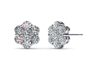 1ct Round Cut VVS1 D Diamond Cluster Floral Stud Earrings Women 14k Gold Finish