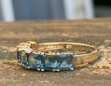 5ct Wedding Ring Band Asscher Cut Blue Topaz Half Eternity 14k YellowGold Finish