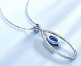 2.6ct Sapphire Pendant Chain Marquise Cut Dangle Cocktail 14k White Gold Finish