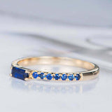 1ct Baguette Cut Blue Sapphire Engagement Ring Minimalist 14k Yellow Gold Finish