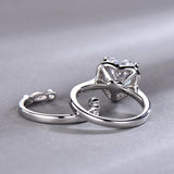 3ct Heart Cut Diamond Vintage Bridal Wedding Set Band Ring 14k White Gold Finish