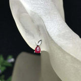 1ct Pear Cut Pink Ruby Leaf Petal Minimalist Stud Earrings 14k White Gold Finish