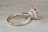 2ct Cushion Cut Peach Morganite Engagement Ring 14k Rose Gold Finish Hidden Halo