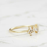 Cluster Minimalist Engagement Ring 1ct Baguette Cut Diamond 14k Yellow Gold Over