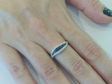 2ct Round Blue Sapphire Engagement Ring Split Band Statement 14k White Gold Over