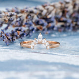 Stacking Guard Engagement Ring 1.2ct Marquise Cut Diamond 14k Rose Gold Finish