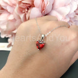 1ct Heart Simulated Red Garnet Solitaire Pendant 14k White Gold Plated NO CHAIN