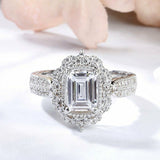 3.5Ct Emerald Cut Diamond Engagement Vintage Cocktail Ring 14K White Gold Finish