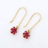 2ct Drop Earrings Round Cut Pink Ruby Floral 14k Yellow Gold Finish