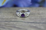 0.5ct Round Cut Purple Amethyst Celtic Trinity Knot Ring 14k White Gold Finish